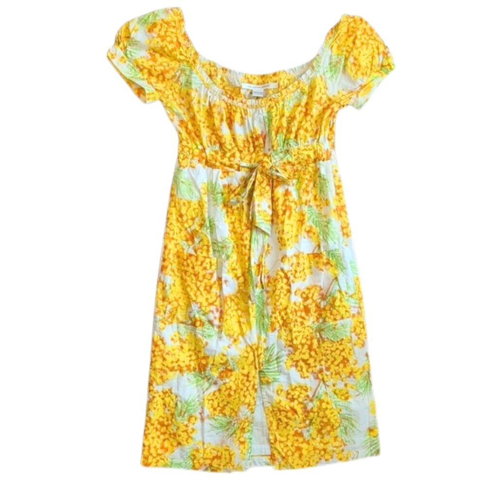Diane von Furstenberg DVF Aubrey Yellow Cotton Floral Dress US 4 - Picture 4 of 13